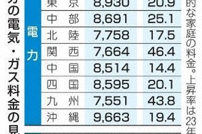 6月電気代、最大46.4％上昇　補助金終了、再エネ賦課金は負担増