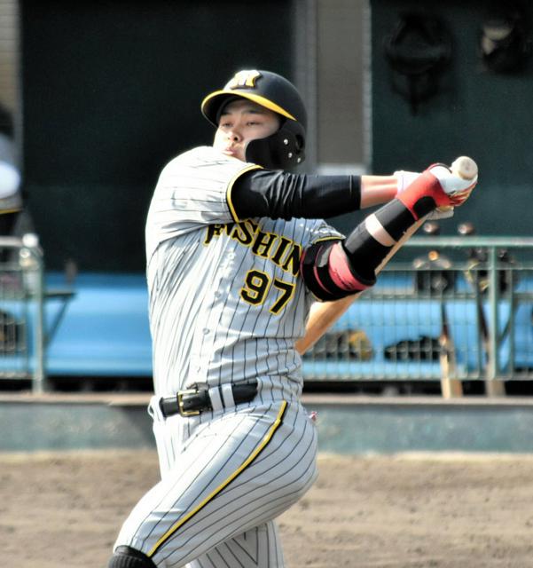 阪神の2年目野口、初の先発出場で初適時打　持ち味はフルスイング