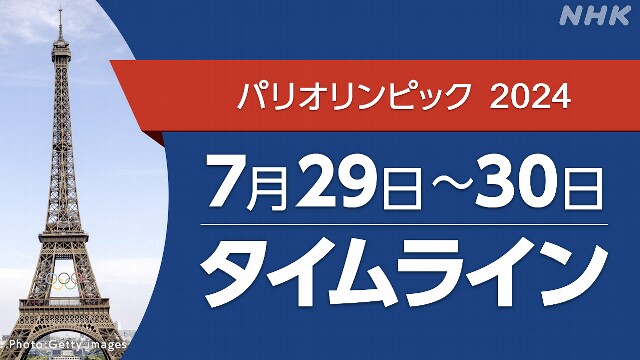 パリオリンピック【速報中】7/29～30タイムライン