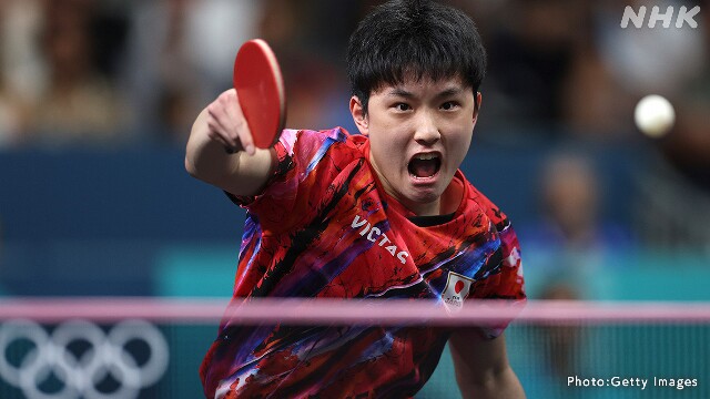 卓球 男子シングルス 張本智和が準々決勝で敗退 パリ五輪