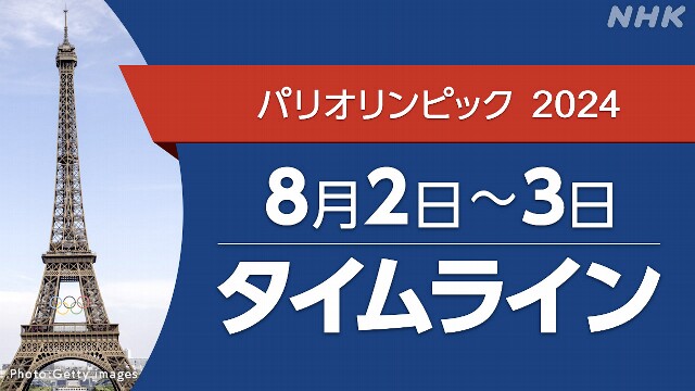 パリオリンピック【速報中】8/2～8/3タイムライン