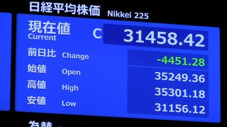 【動画】株暴落、一時４７００円安　下げ幅最大、円は急騰　米景気懸念、日銀利上げで動揺