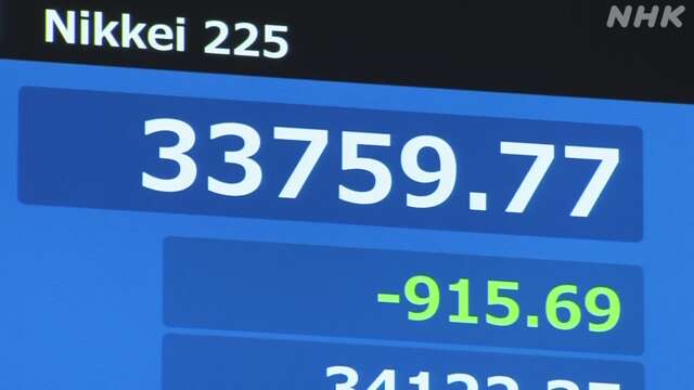 東京株式市場 日経平均株価 一時900円以上値下がり