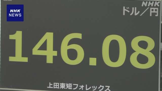 円相場 一時146円台前半に 岸田首相 総裁選不出馬で円高加速