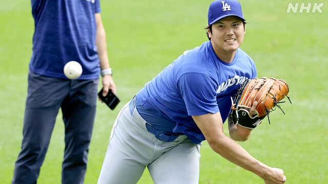 ドジャース 大谷翔平 手術以降初めて捕手座らせて投球練習