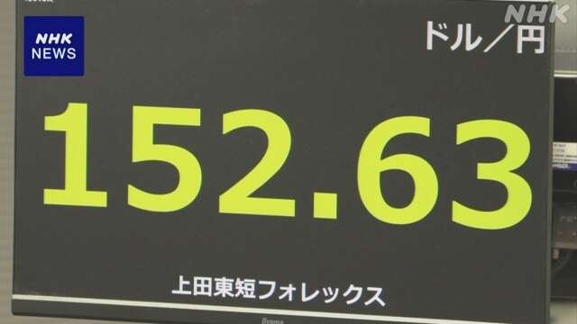 円相場 1ドル＝152円台後半まで値上がり