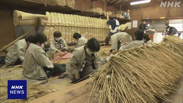 千葉 成田山新勝寺 初詣の参拝者を迎える大しめ縄づくりが進む