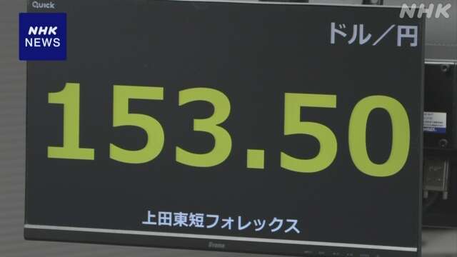 円相場 1ドル＝153円台 NY市場で円安ドル高進んだ流れ受け